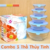 Bộ thố bằng thủy tinh có nắp đậy 5 cái với nhiều kích cỡ - anh 1